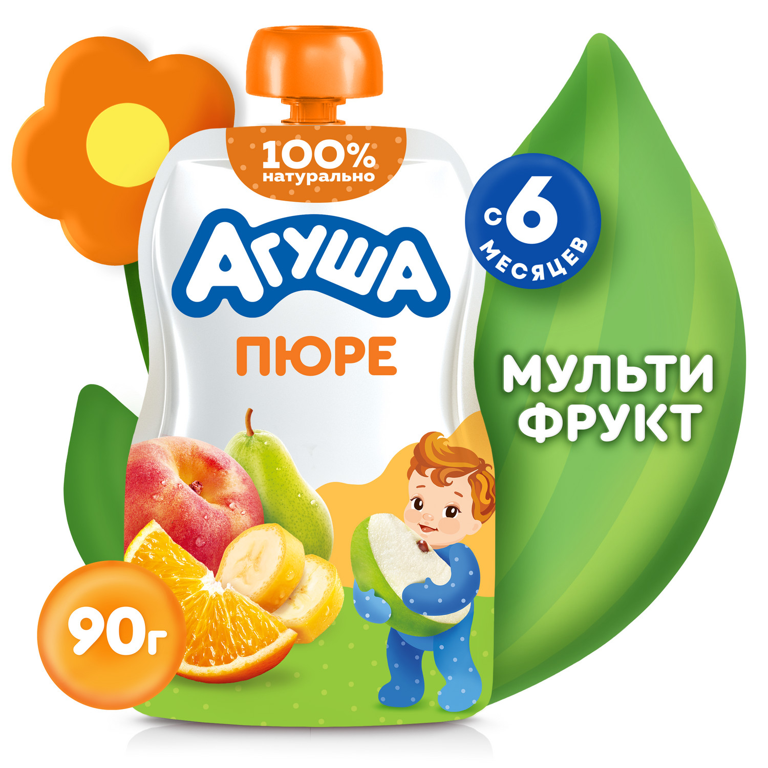 Пюре Агуша Мультифрукт с 6 мес 90 г - фото 1