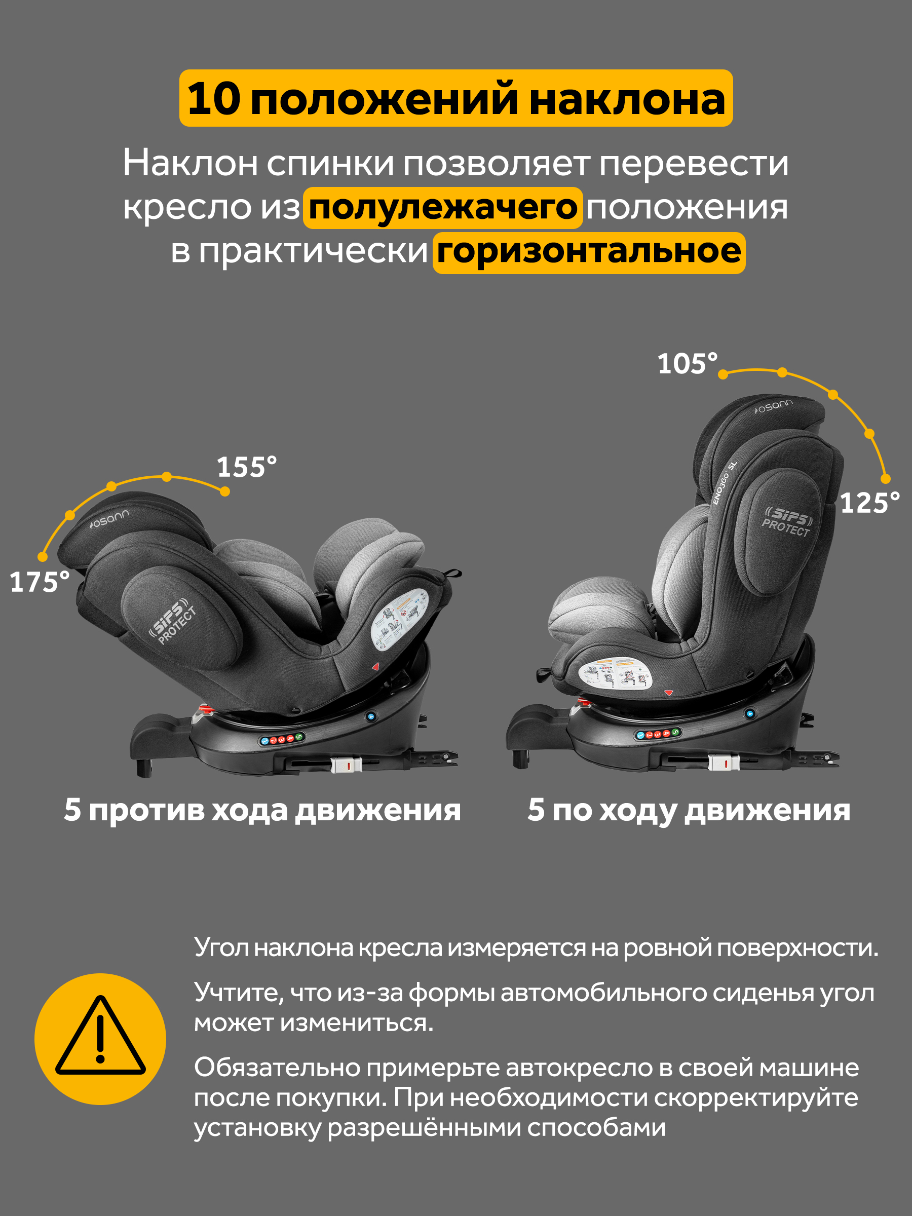 Автокресло Osann Eno360 SL Universe Grey Isofix 0+/1/2/3 (0-36 кг) серый - фото 3