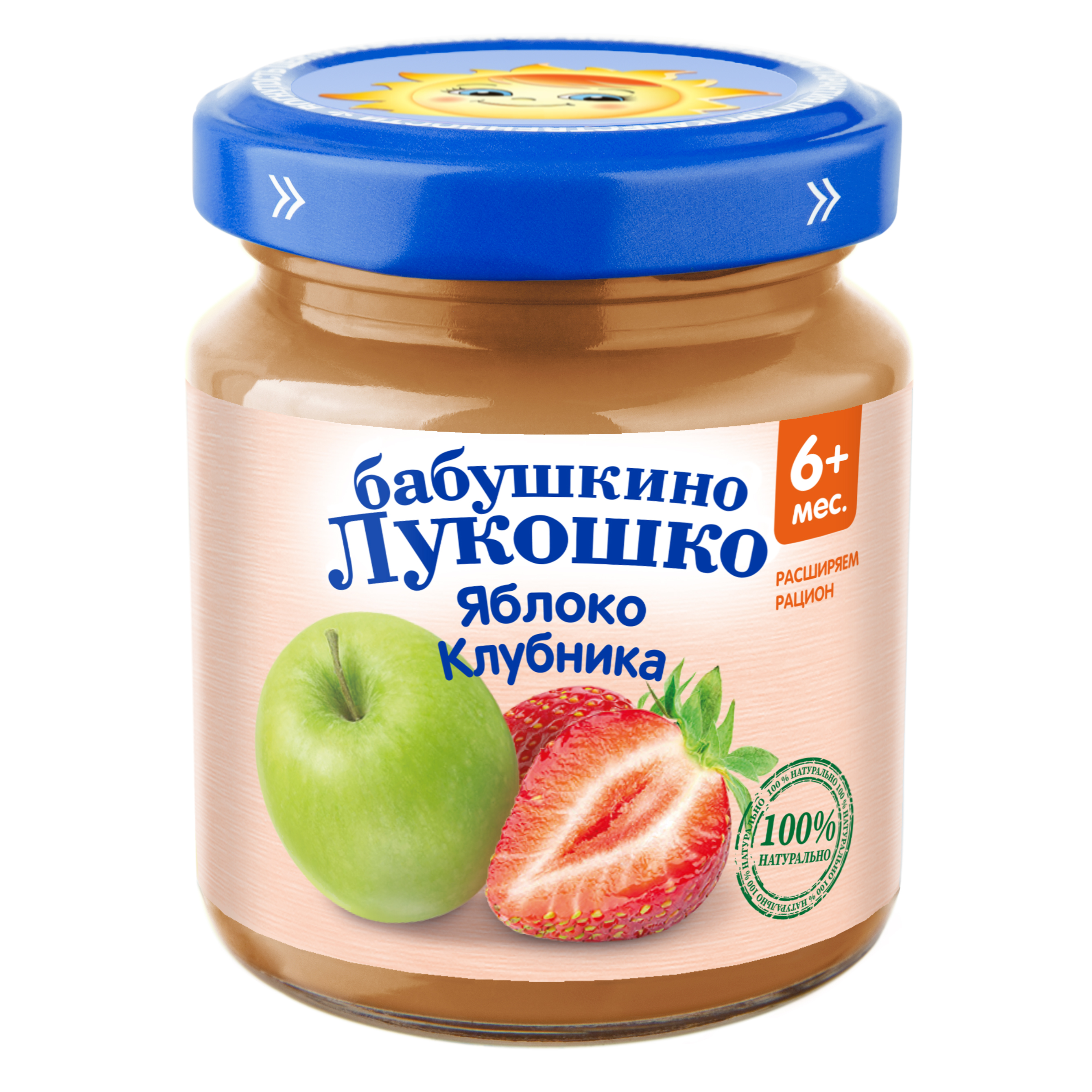 Пюре Бабушкино лукошко Яблоко-клубника с 6 мес 100 г - фото 1