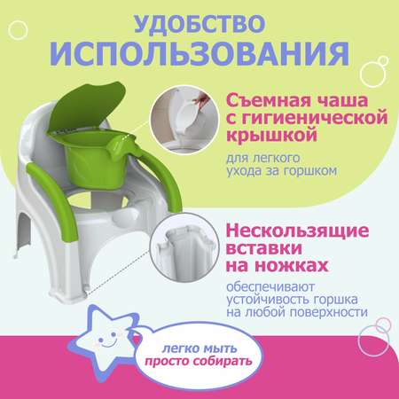 Горшок детский BeBest Great белый с зеленой крышкой