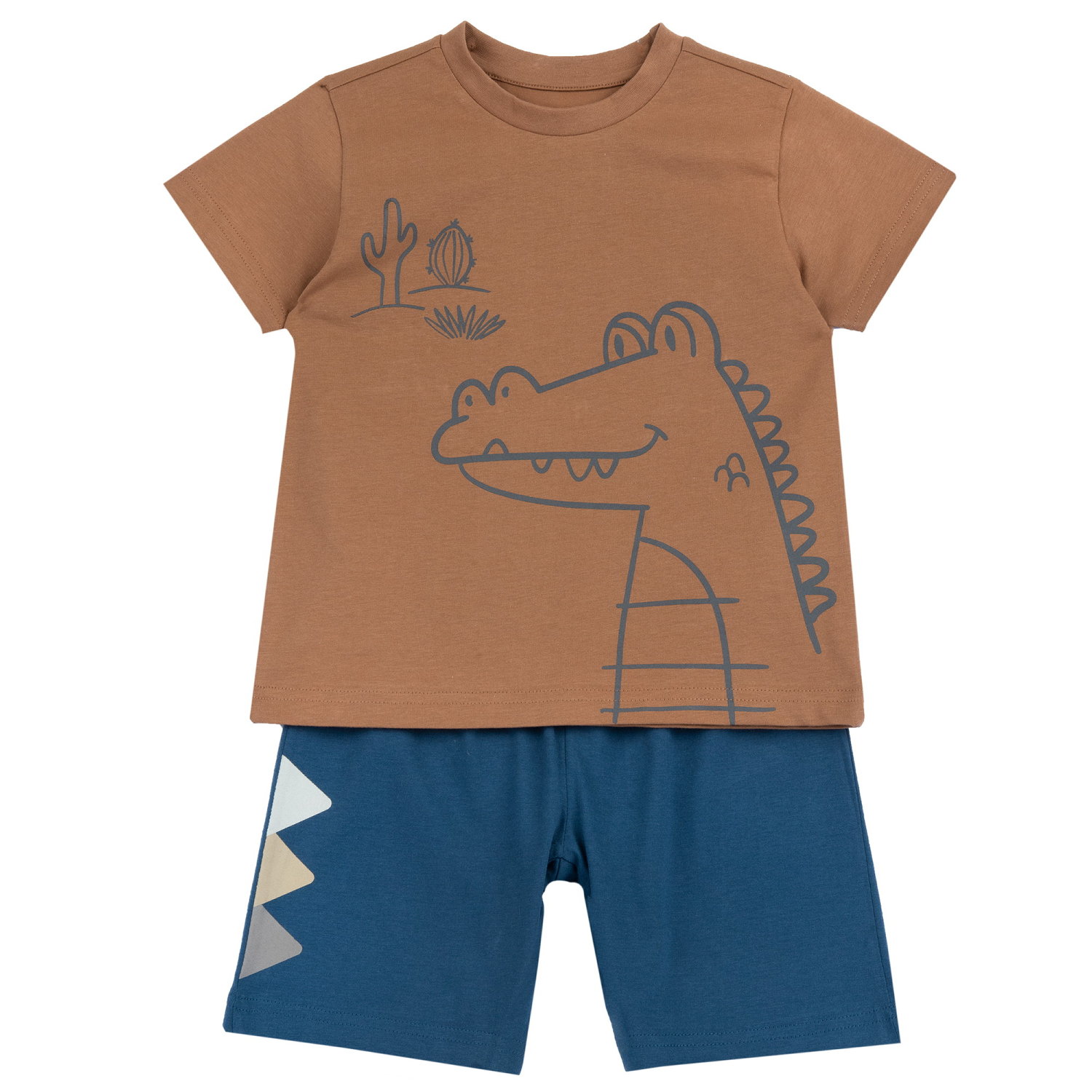 Изображение товара Костюм Chicco с футболкой и шортами для мальчика с принтом динозавров Изображение товара Костюм Chicco с футболкой и шортами для мальчика с принтом динозавров