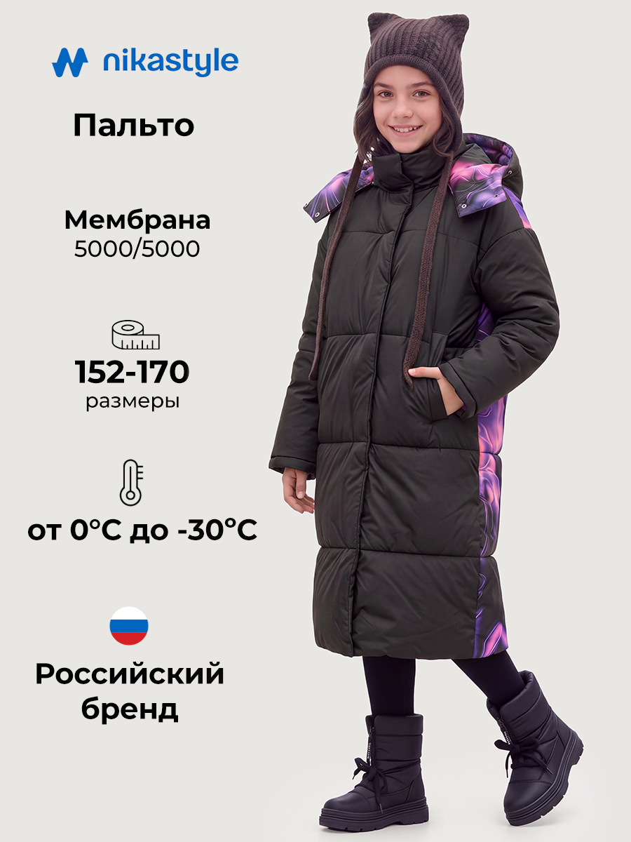 Пальто NIKASTYLE 6з9425 черный/фуксия - фото 2