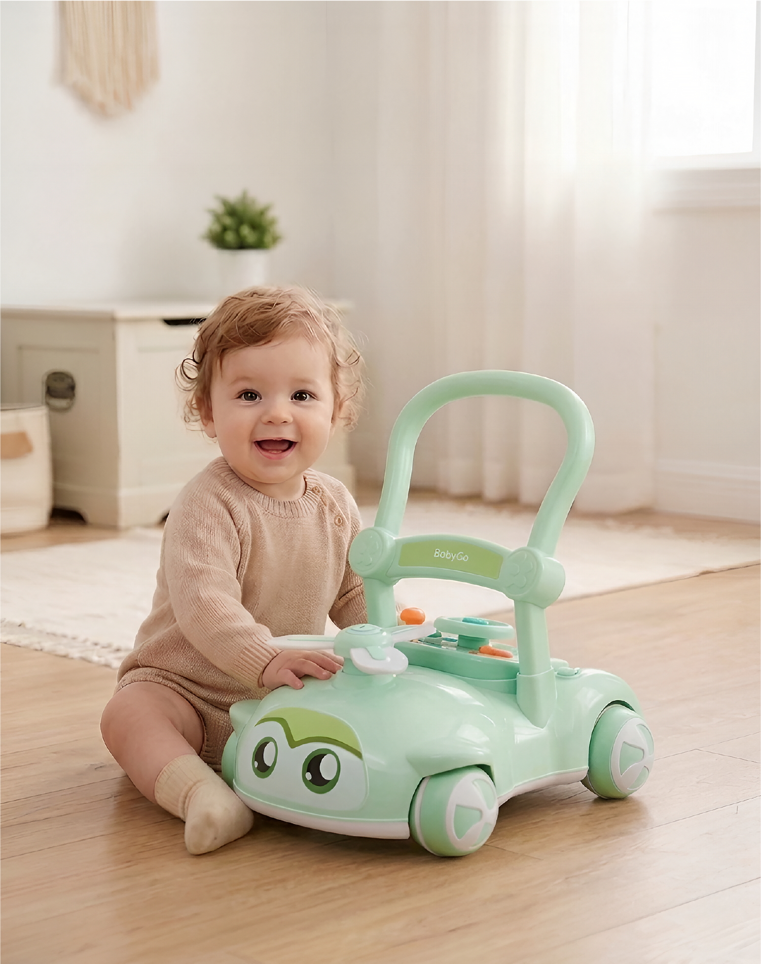 Каталка BabyGo вертолет зеленый - фото 4