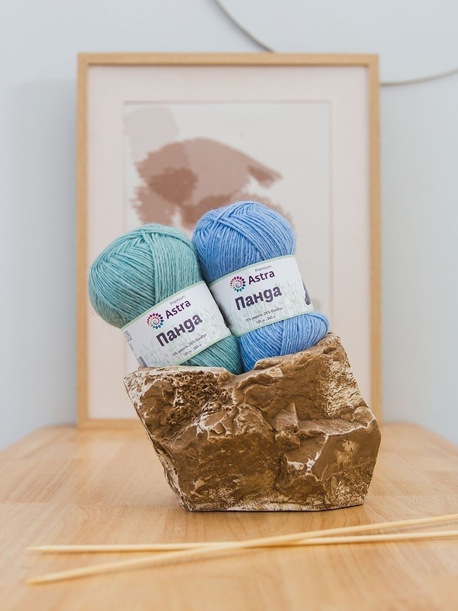 Пряжа Astra Premium Панда Panda шерсть бамбук 100 г 240 м 515 светло - голубой 2 мотка - фото 8