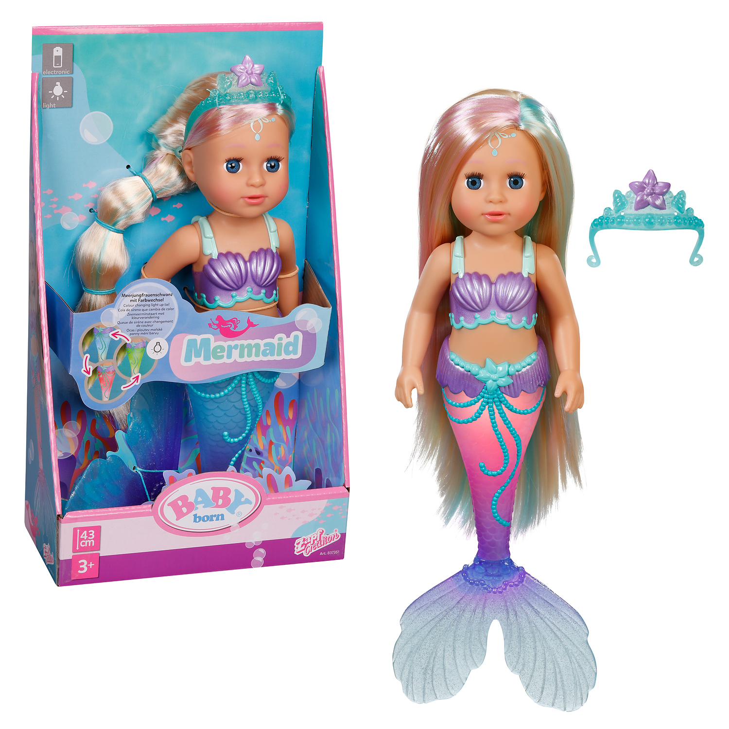 Кукла пупс BABY BORN Интерактивная кукла Русалка высота 43 см 73962 - фото 1