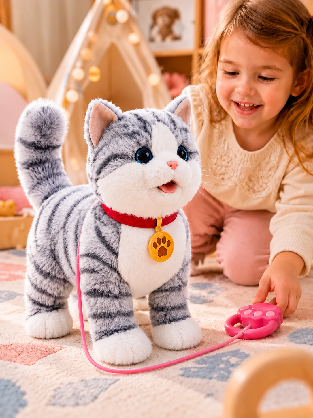 Мягкая игрушка FAVORITSTAR DESIGN Интерактивный котенок серый - фото 13
