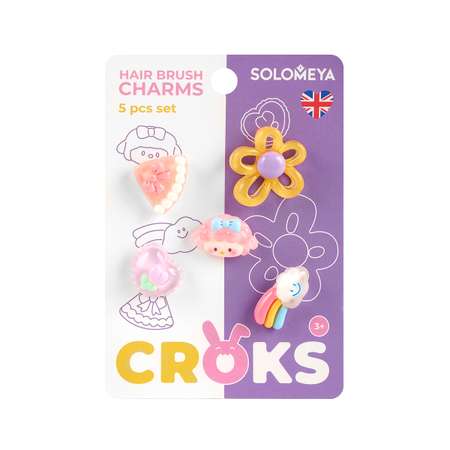 Solomeya Набор украшений для расчески, Радуга, 5 шт./Set of charms for hair brush, Rainbow, 5 pcs.