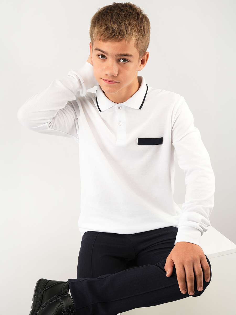 Рубашка-поло HappyFox HF77146белый.с.т.синей.полоской - фото 7