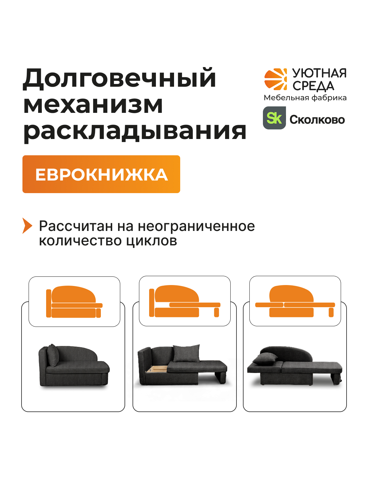 Диван Уютная среда рогожка графит левый черный - фото 13