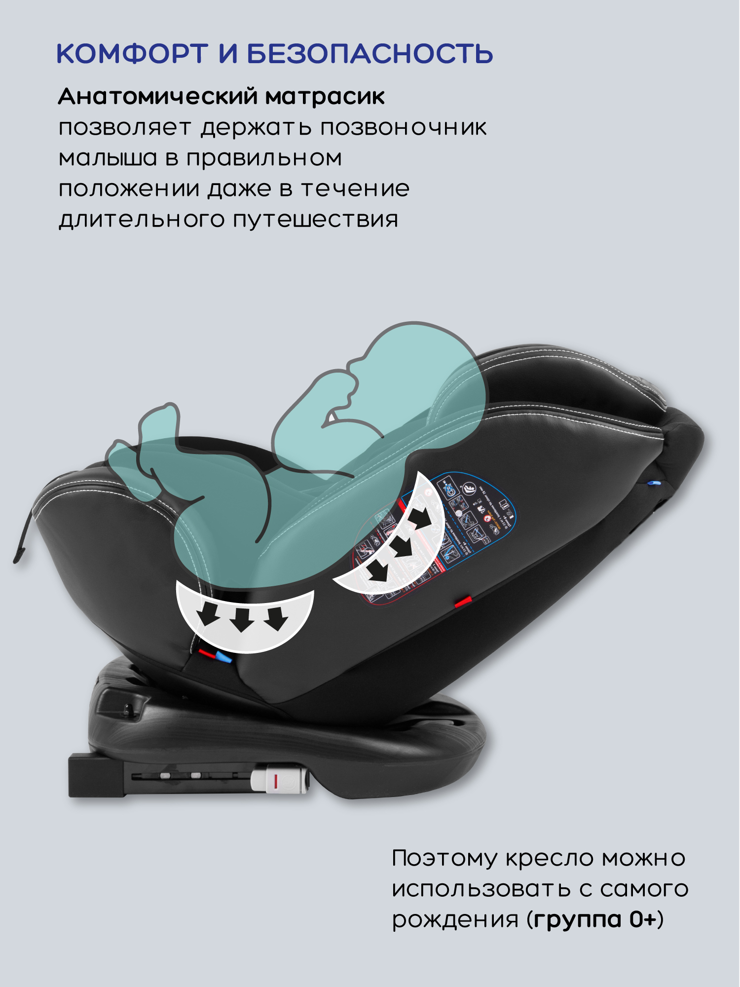 Автокресло Amarobaby ST-3 Isofix 0+/1/2/3 (0-36 кг) черный - фото 12