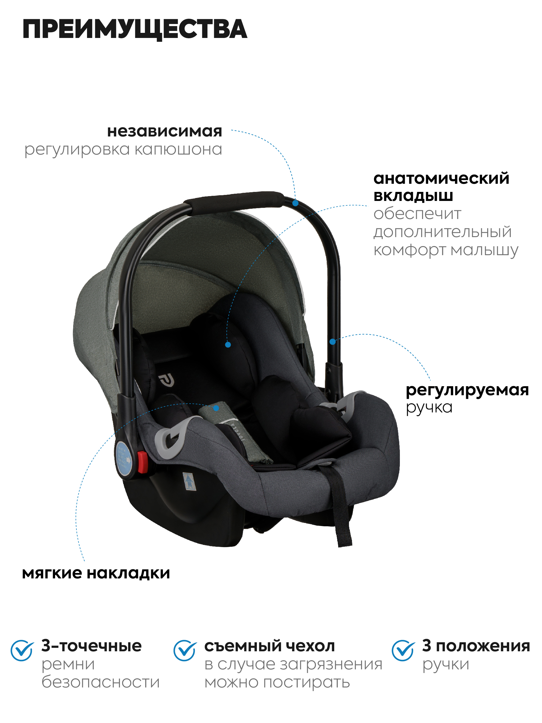 Коляска трансформер JOVOLA RAPID 3в1 зеленый - фото 5