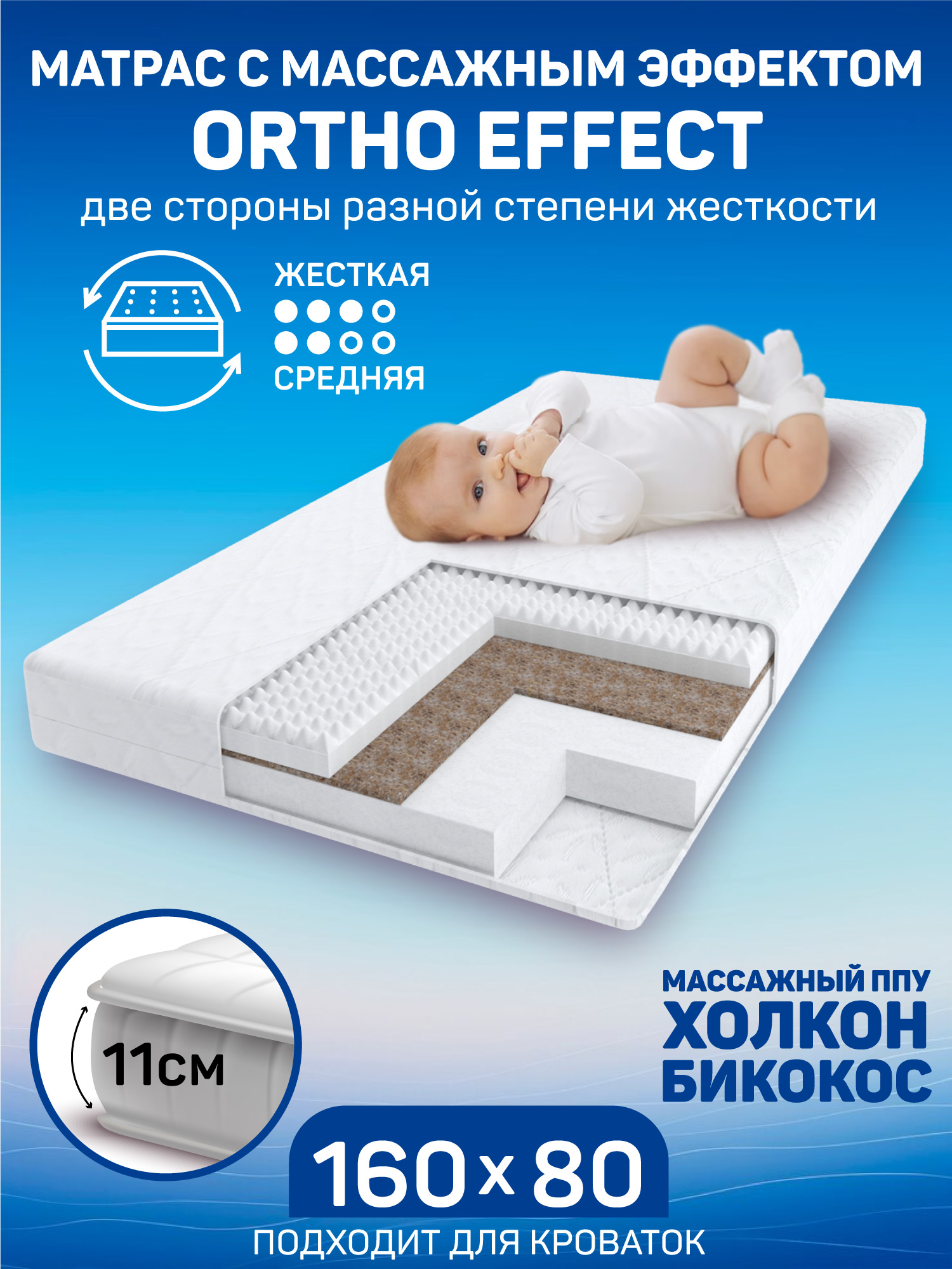 Матрас овальный Amarobaby Ortho effect 160х80 - фото 1