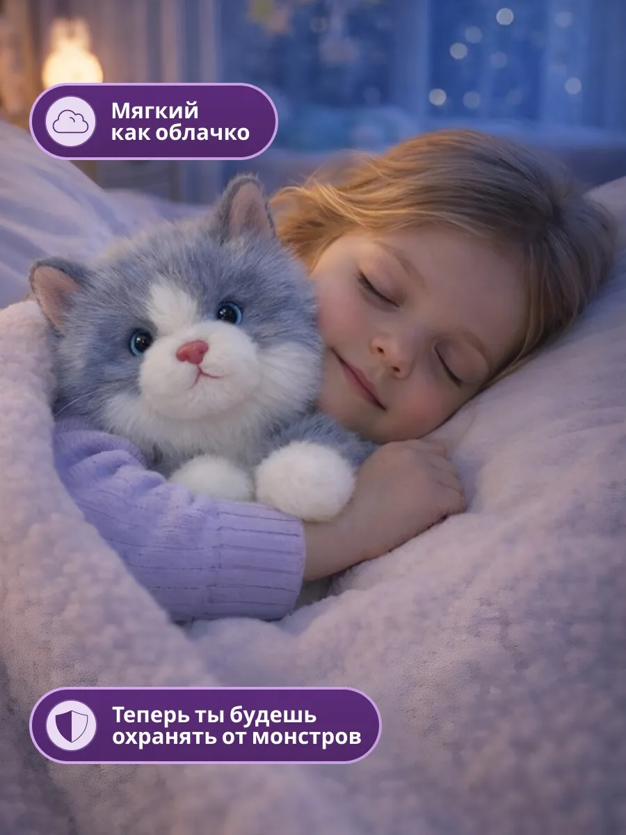 Мягкая игрушка ТОТОША Плюшевый котик со звуком 40см - фото 6