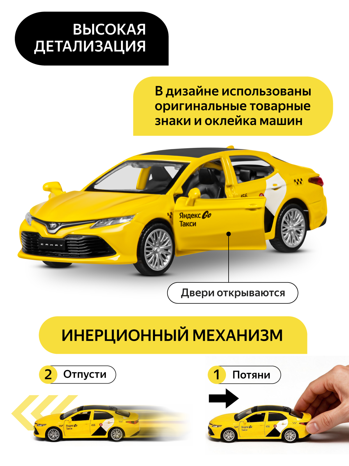 Автомобиль Яндекс GO Toyota Camry Такси 1:43 JB1251485 - фото 3