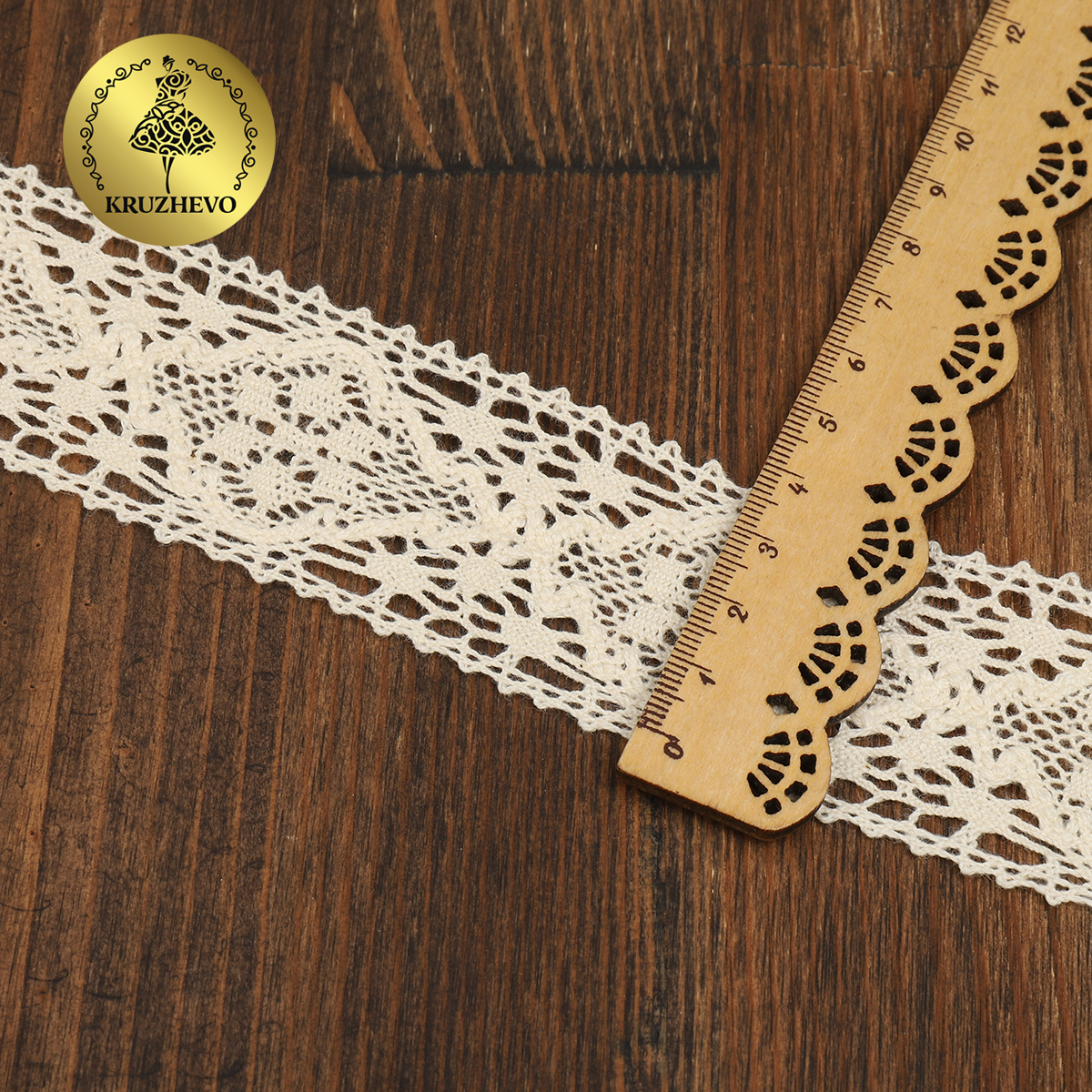 Тесьма декоративная KRUZHEVO вязаная 40мм цвет молочный упаковка 10м - фото 2