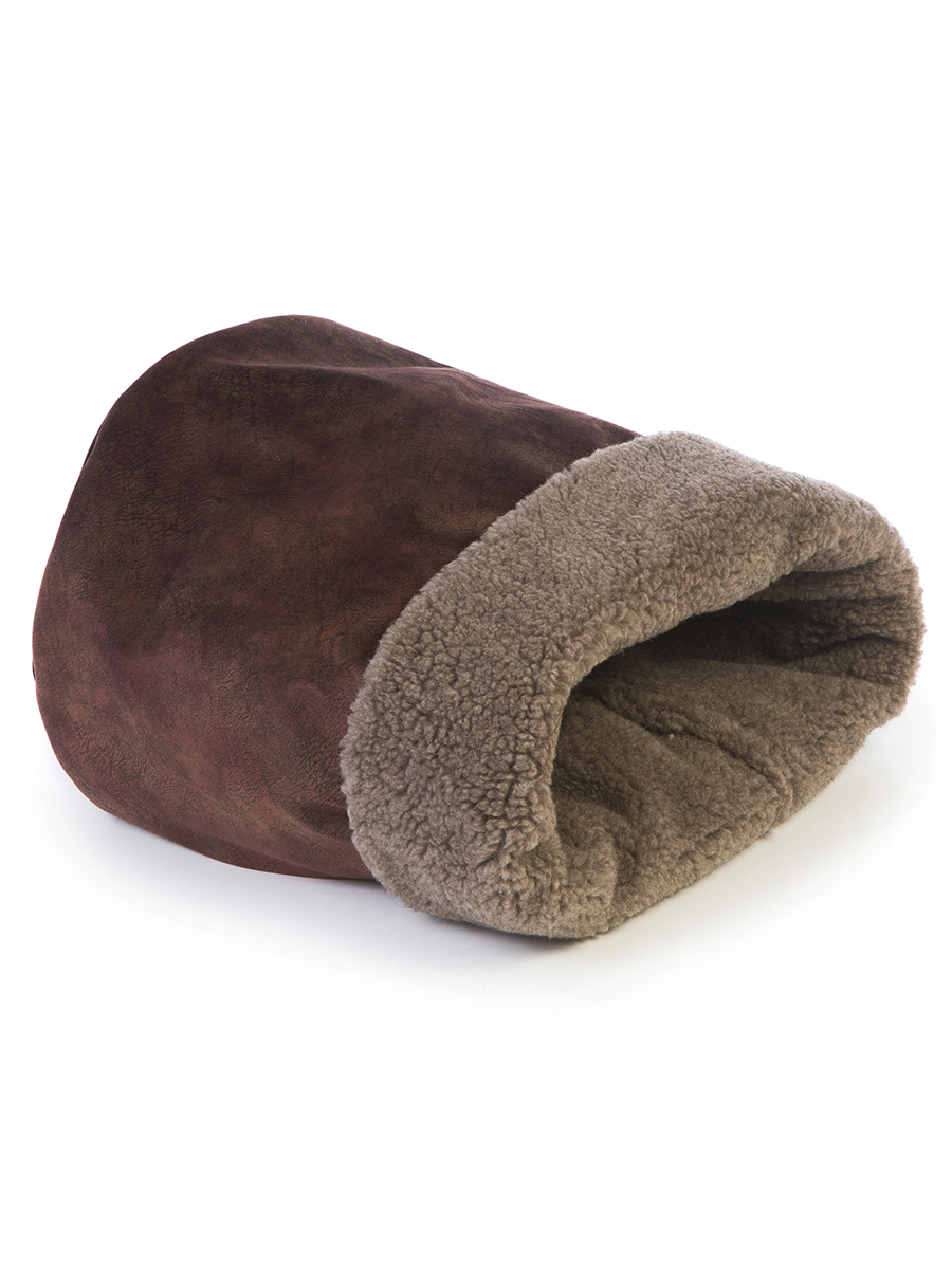 Домик для кошек и собак Пятница Нора меховая бордовая - фото 1