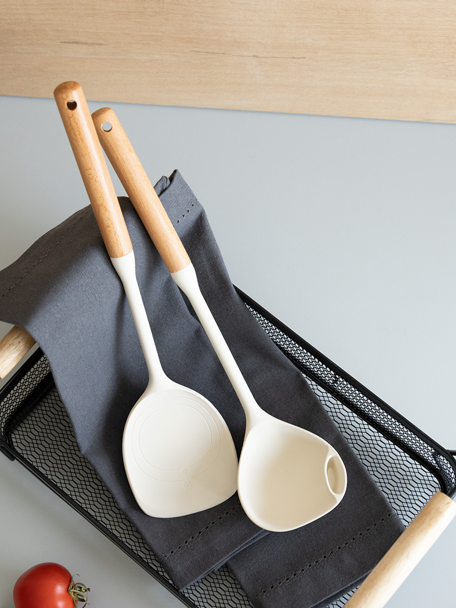 Набор кухонных принадлежностей DeNASTIA Силвуд (половник и лопатка) молочный A000344 - фото 5