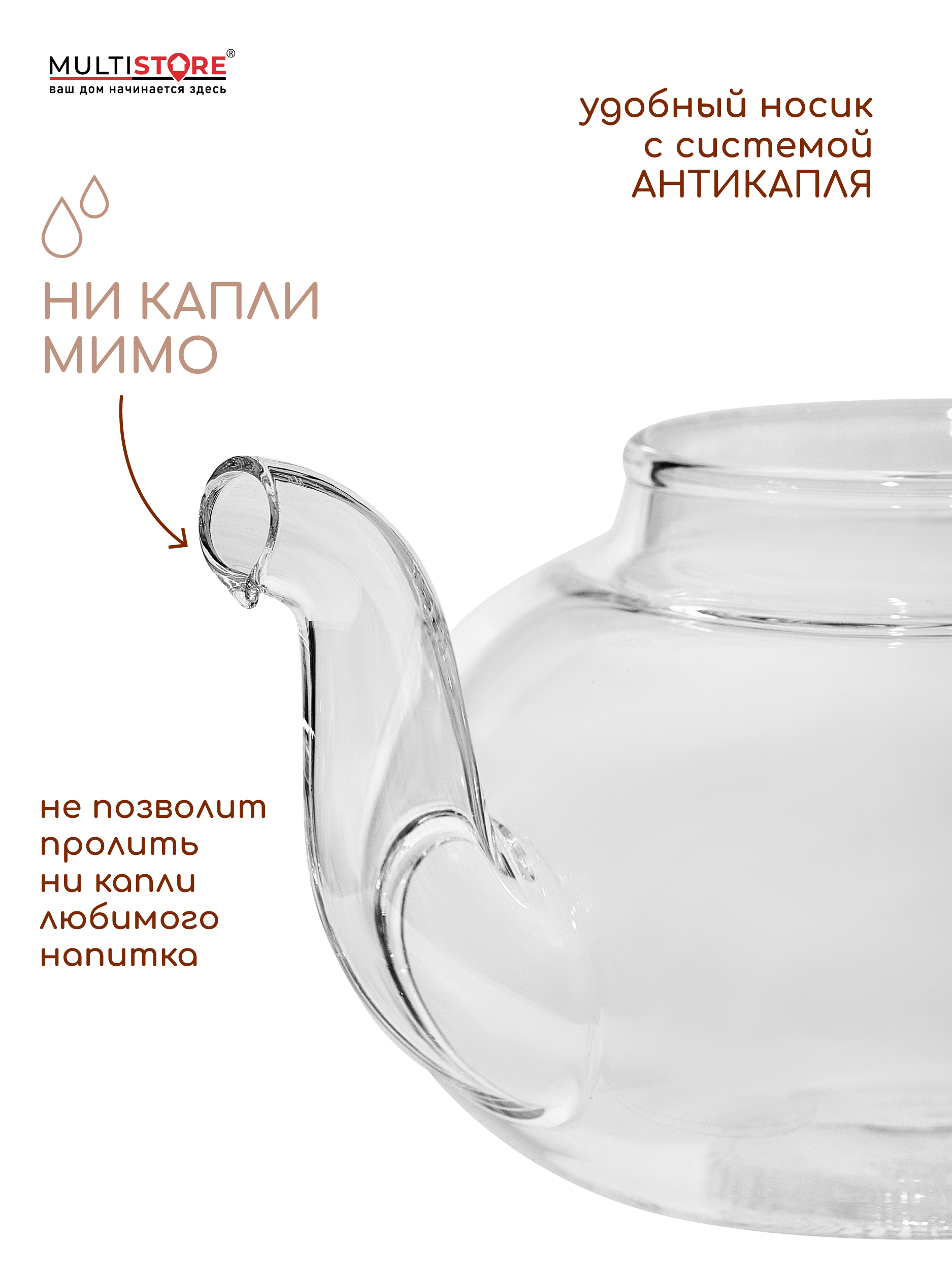 Чайник заварочный стеклянный Multistore 600 мл - фото 4