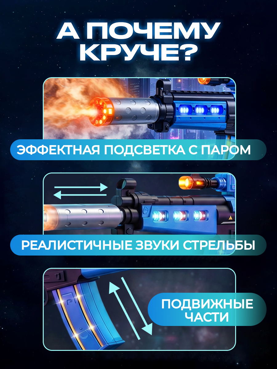 Автомат игрушечный GRACE HOUSE с паром звуком и светом - фото 3