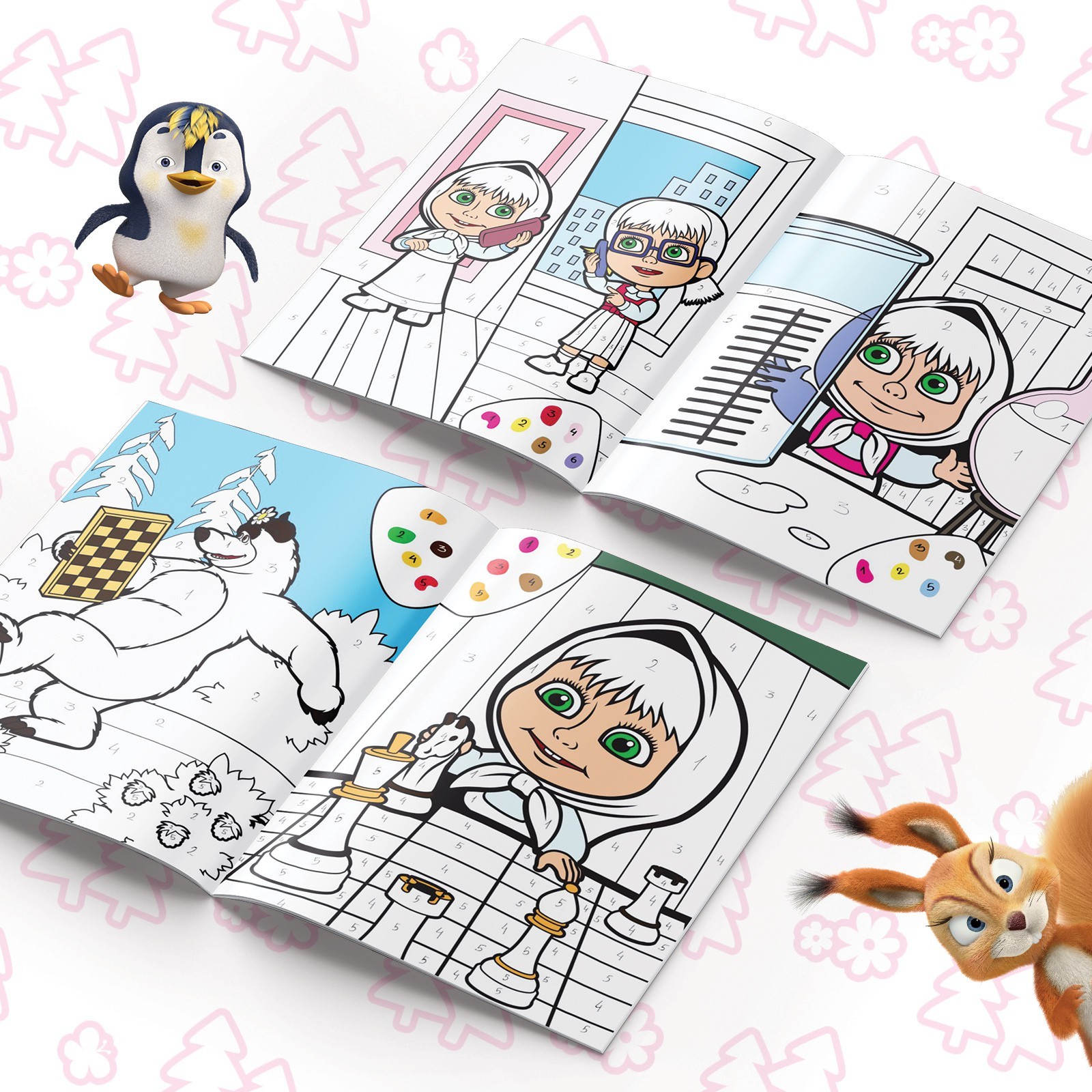 Раскраска Маша и Медведь по номерам 16 стр А4 Маша и Медведь - фото 4