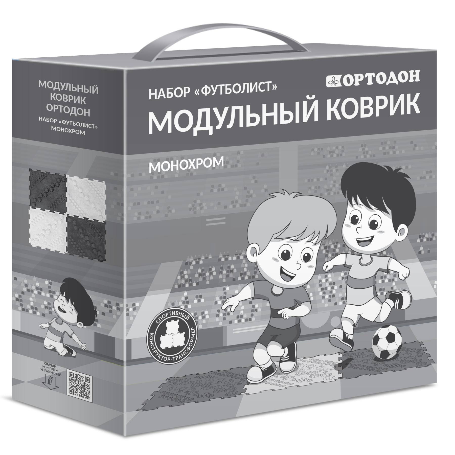 Массажный детский коврик пазл Ортодон развивающий игровой набор Футболист Монохром - фото 4