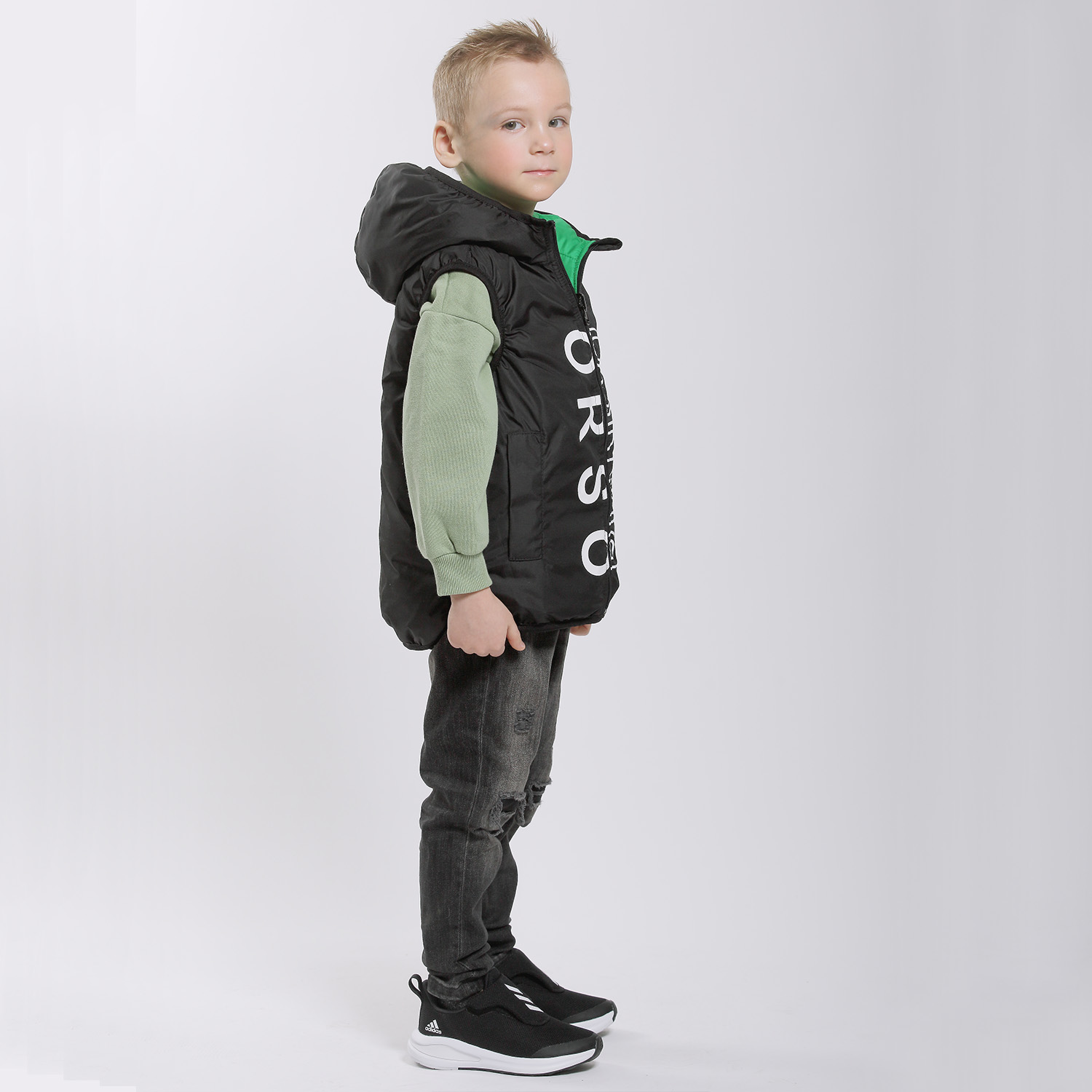 Жилет двусторонний Orso Bianco OB31035-12_зеленый/черный - фото 7