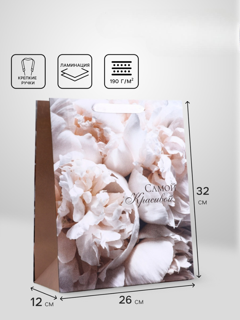 Пакет подарочный UPAK LAND Самой красивой M 255 × 32 × 9 см - фото 1