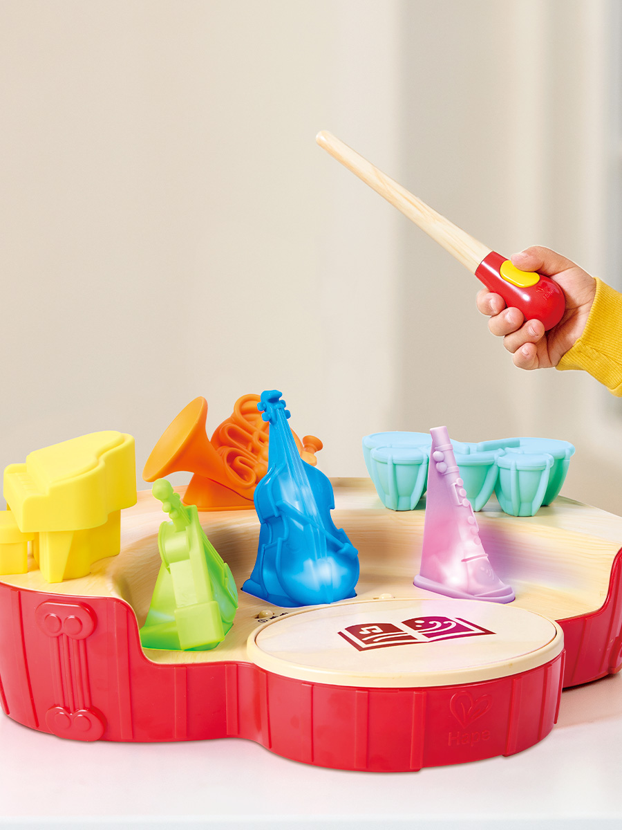 Игрушка музыкальная Hape Мини оркестр пианино, труба, скрипка, барабаны, кларнет - фото 4