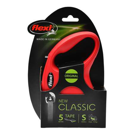 Рулетка Flexi New Classic S лента 5м до 15кг Красная