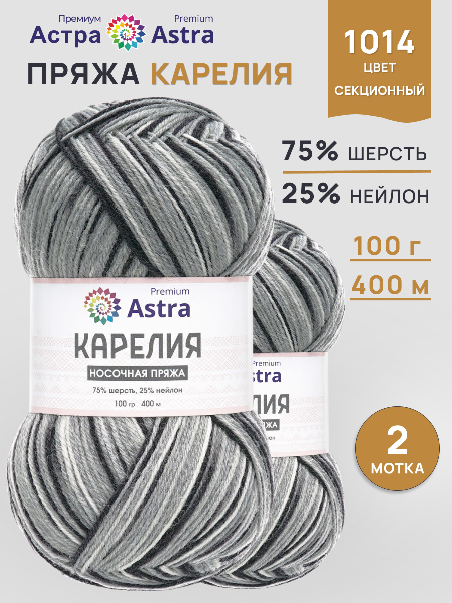 Пряжа для вязания носочная Astra Premium 100г 400м 2шт - фото 1