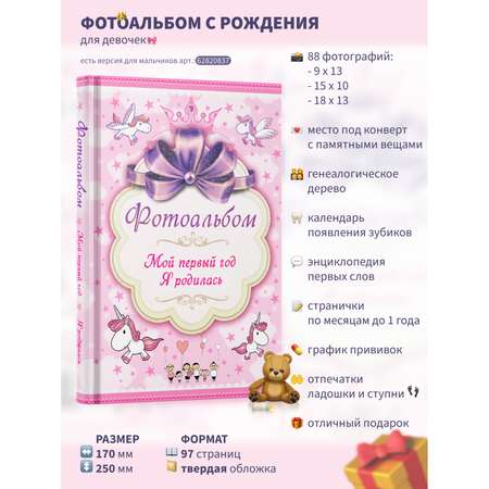 Фотоальбом Харвест Мой первый год. Я родилась (25х17 см)