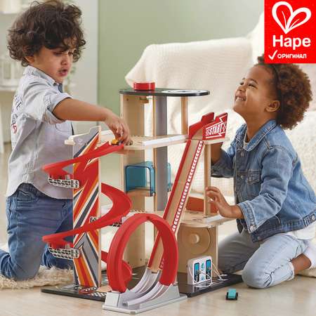 Гараж Hape с лифтом, многоуровневый