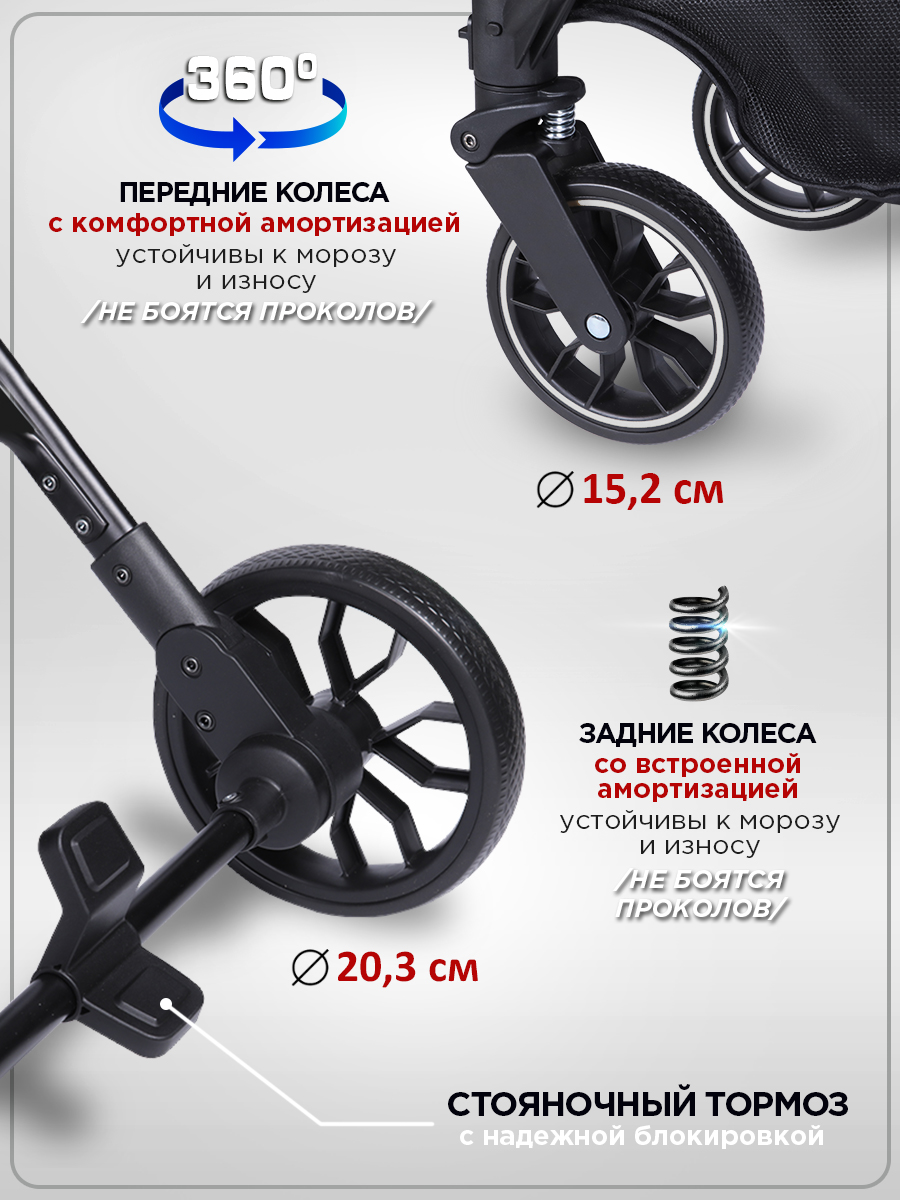 Коляска прогулочная BabyCare Venetto Серый серый - фото 5