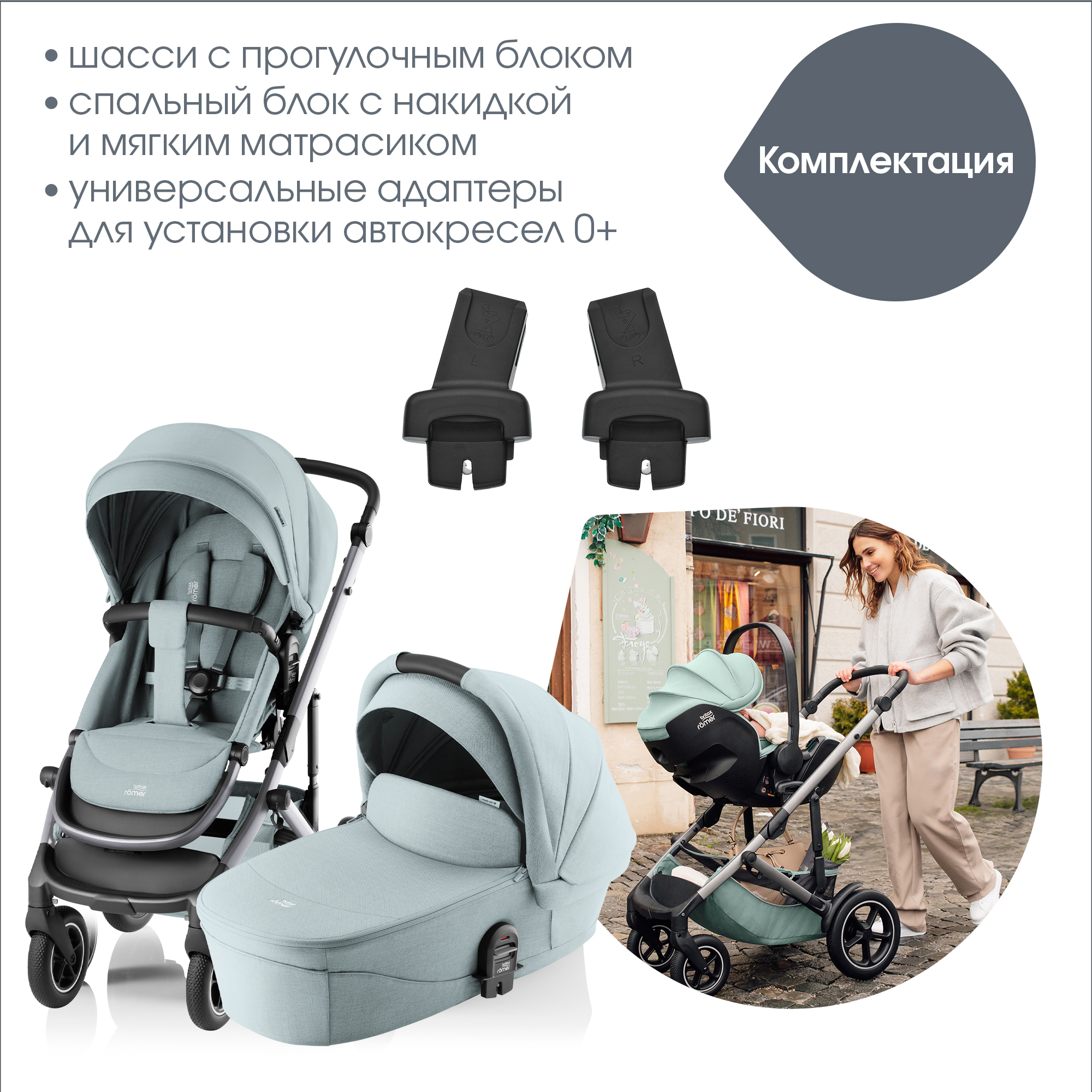 Коляска 2в1 Britax Roemer Smile 5Z Style Harbor Blue 0+ бирюзовый - фото 15