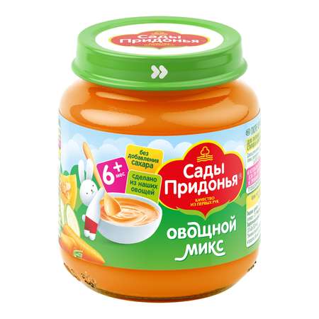 Пюре Сады Придонья из моркови тыквы и кабачков Овощой микс 120г с 6 месяцев