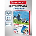 Фотобумага Brauberg глянцевая для печати фото 50 листов 10x15 см