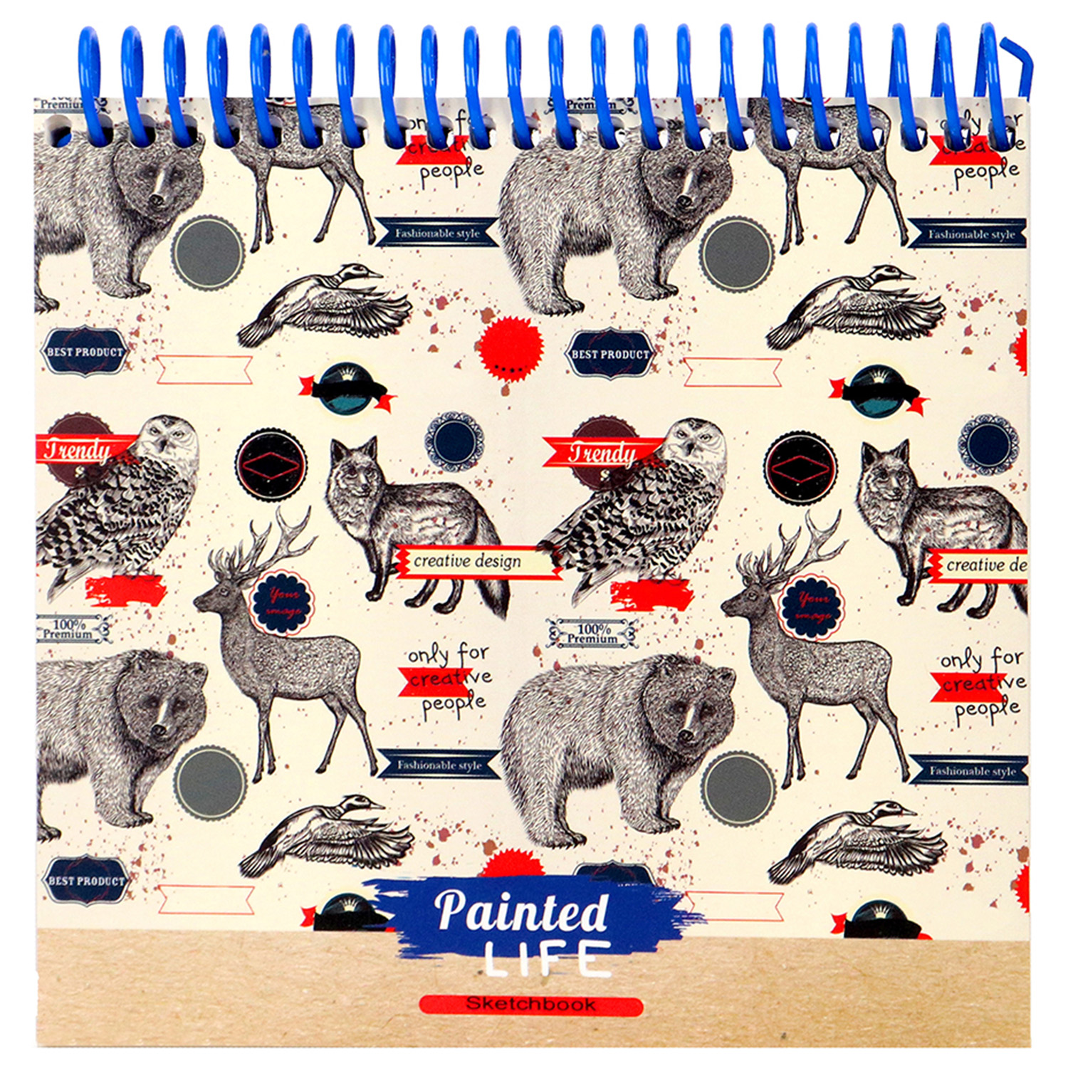 Скетчбук Prof-Press Дизайн с животными 80 листов размер 150х150 мм плотность 80 г/м2 - фото 1