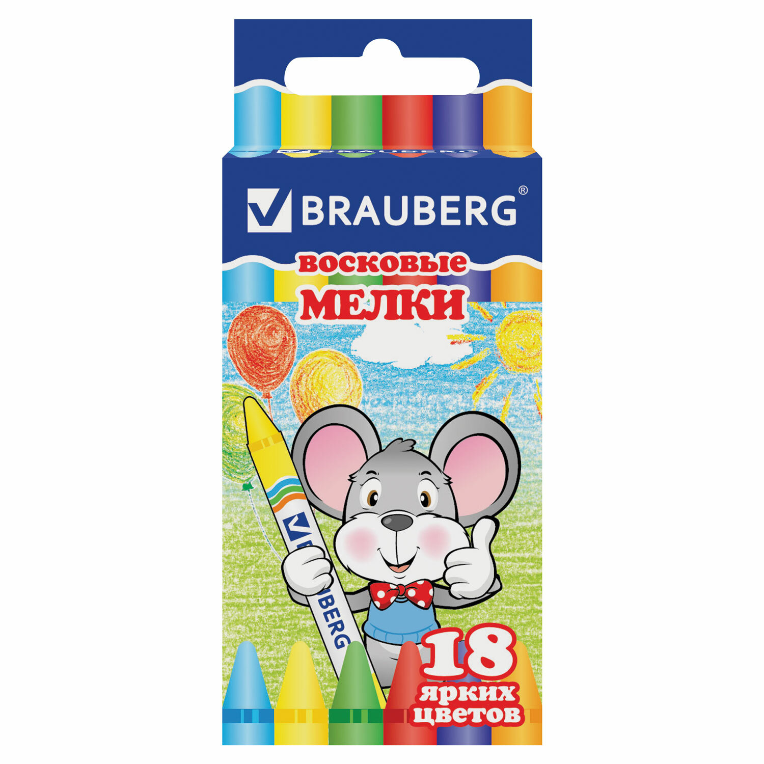 Восковые мелки Brauberg 18 шт. - фото 8