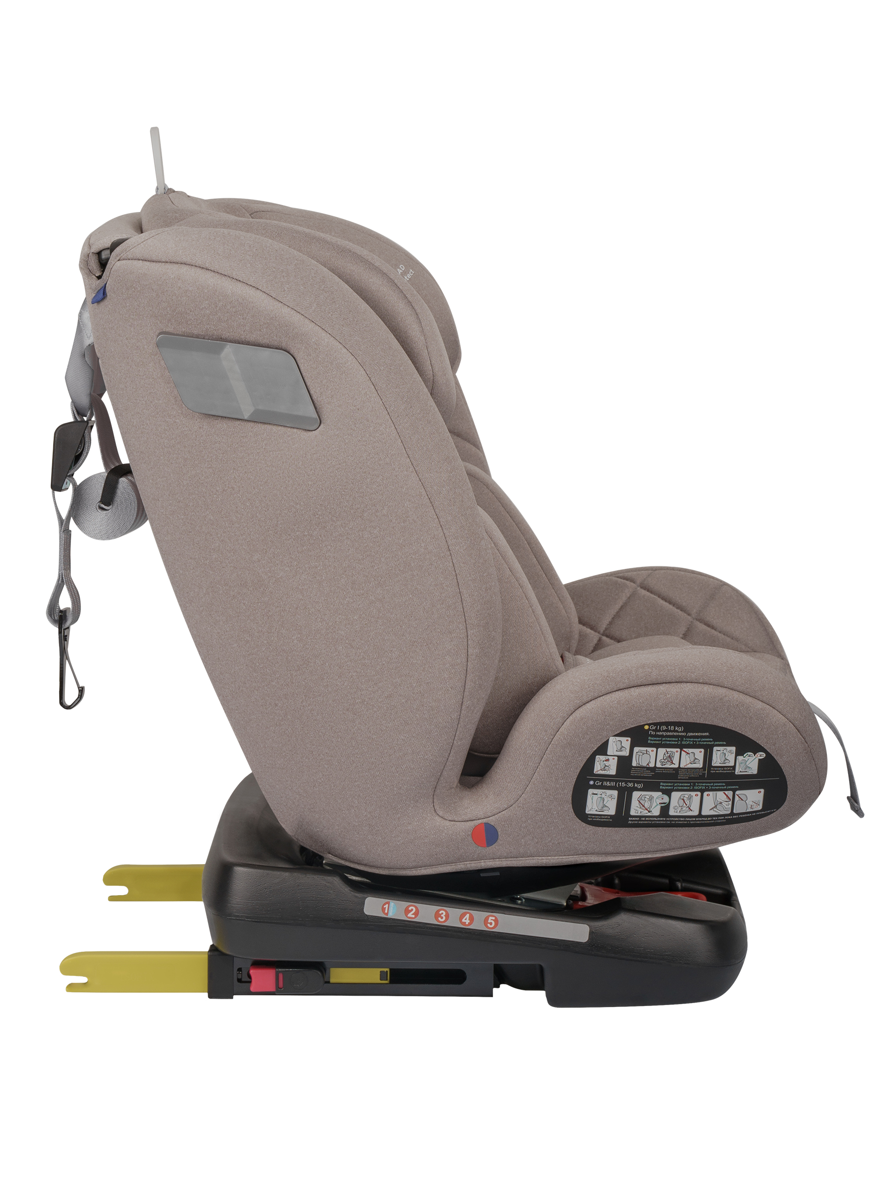 Автокресло Indigo Tourneo S Isofix 0+/1/2/3 (0-36 кг) бежевый - фото 17
