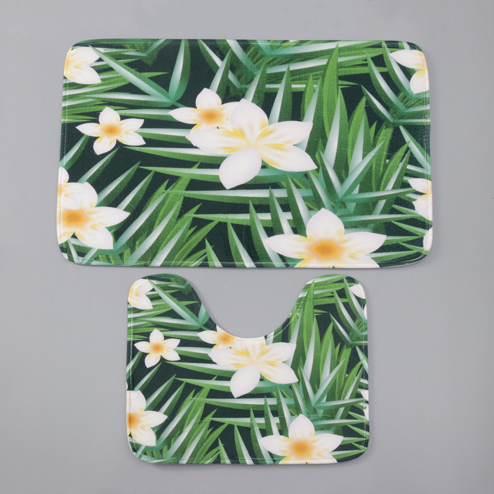 Коврик для ванной Доляна Гавайский цветок 2 шт. - фото 1