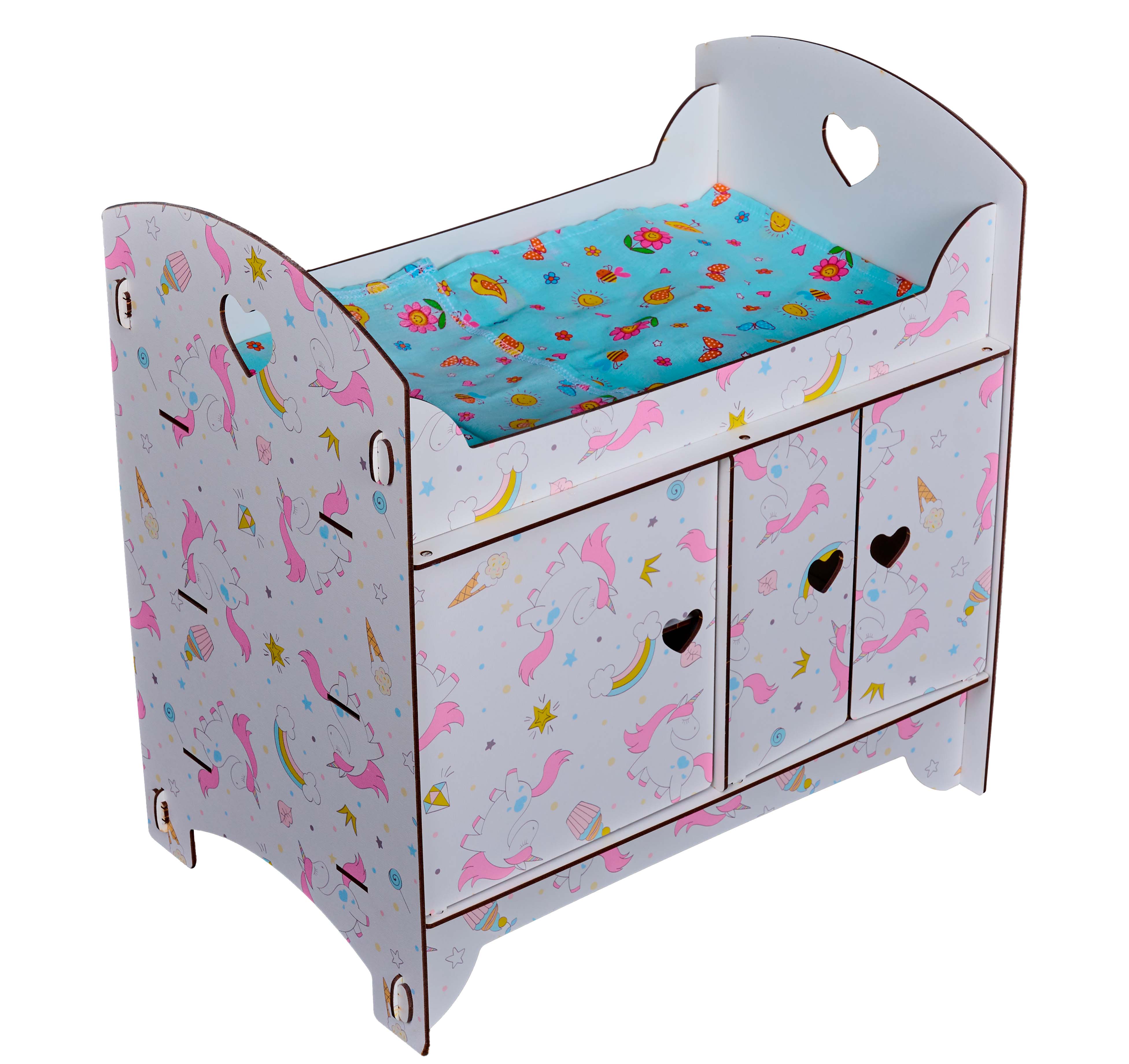 Аксессуар для кукол Pema kids кровать КроваткаКомодХДФ45(Единорог) - фото 2
