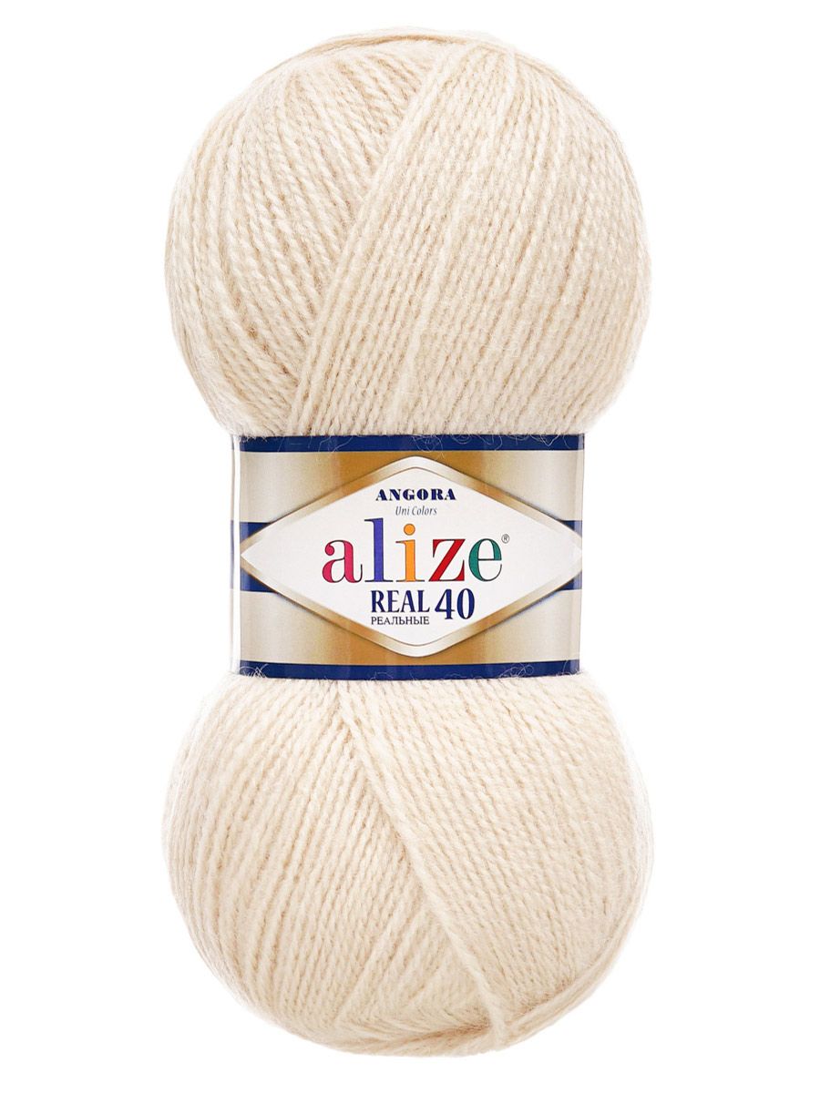 Пряжа Alize мягкая для вязания Angora real 40 100 гр 430 м 5 мотков 67 молочно-бежевый - фото 4