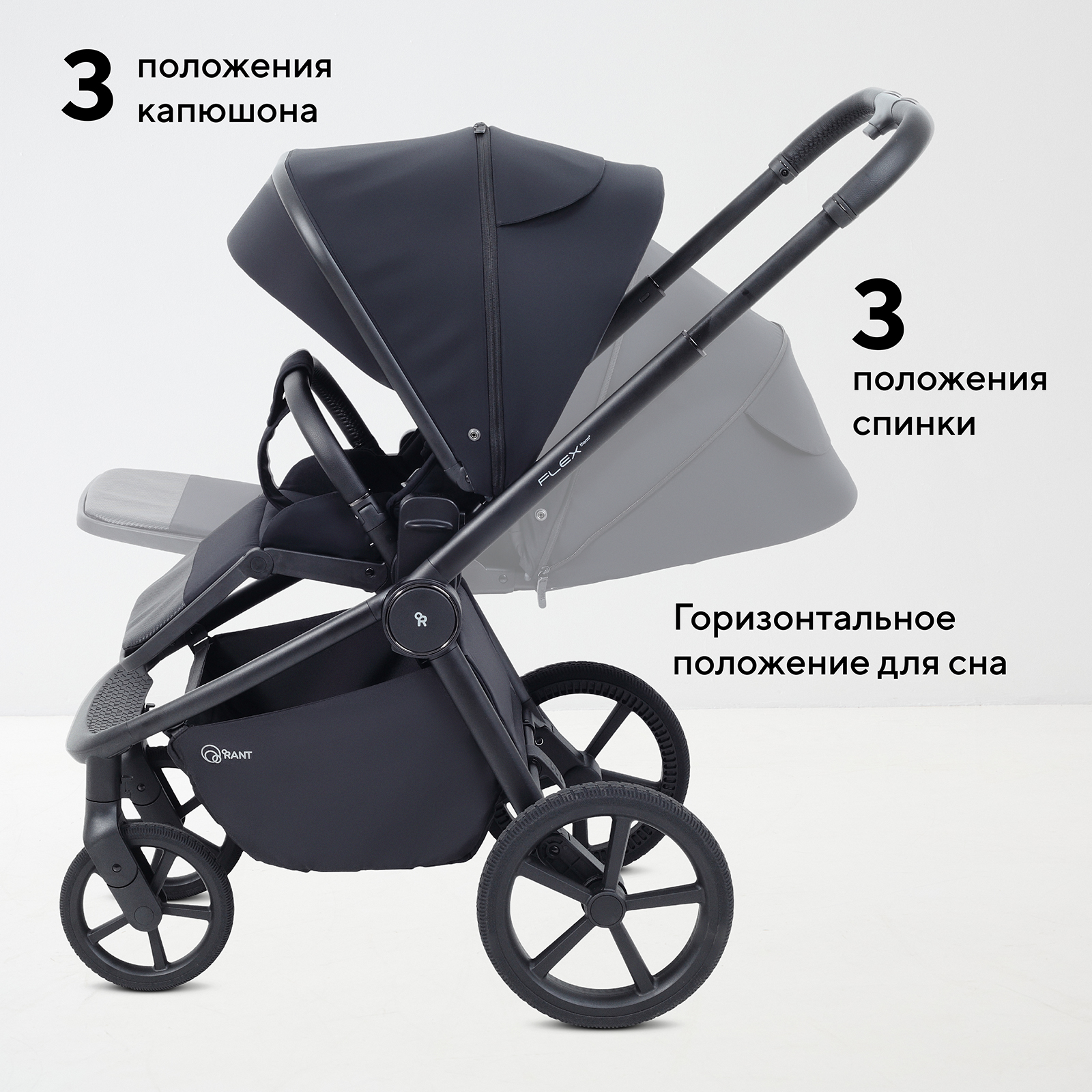 Коляска прогулочная Rant Flex Color черный - фото 4