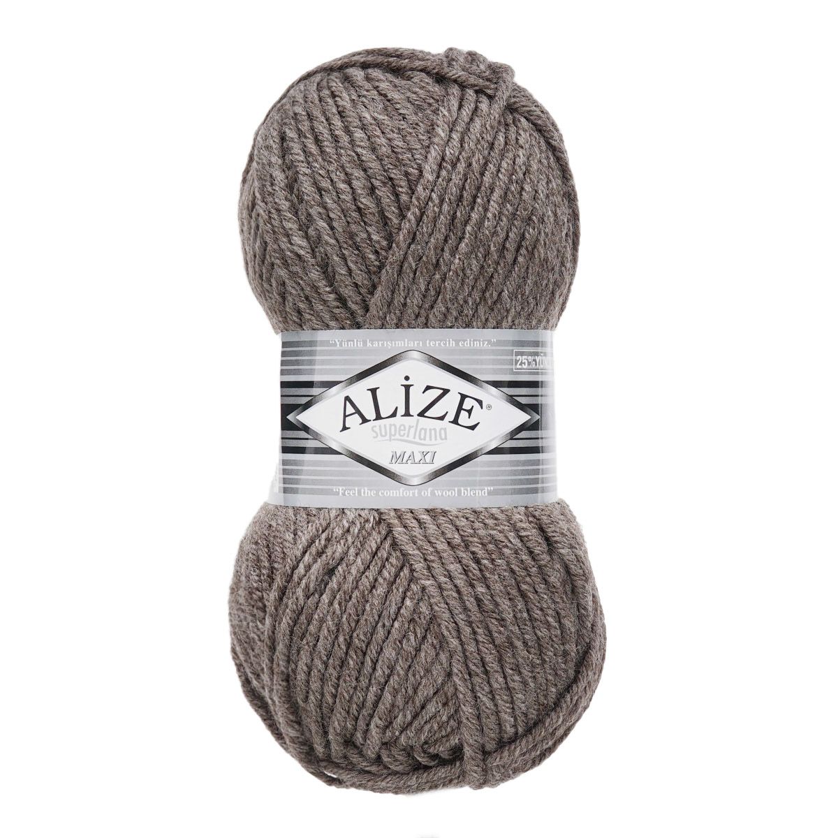 Пряжа Alize полушерстяная мягкая теплая Superlana maxi 100г 100м 5 шт кофе с молоком меланж - фото 6