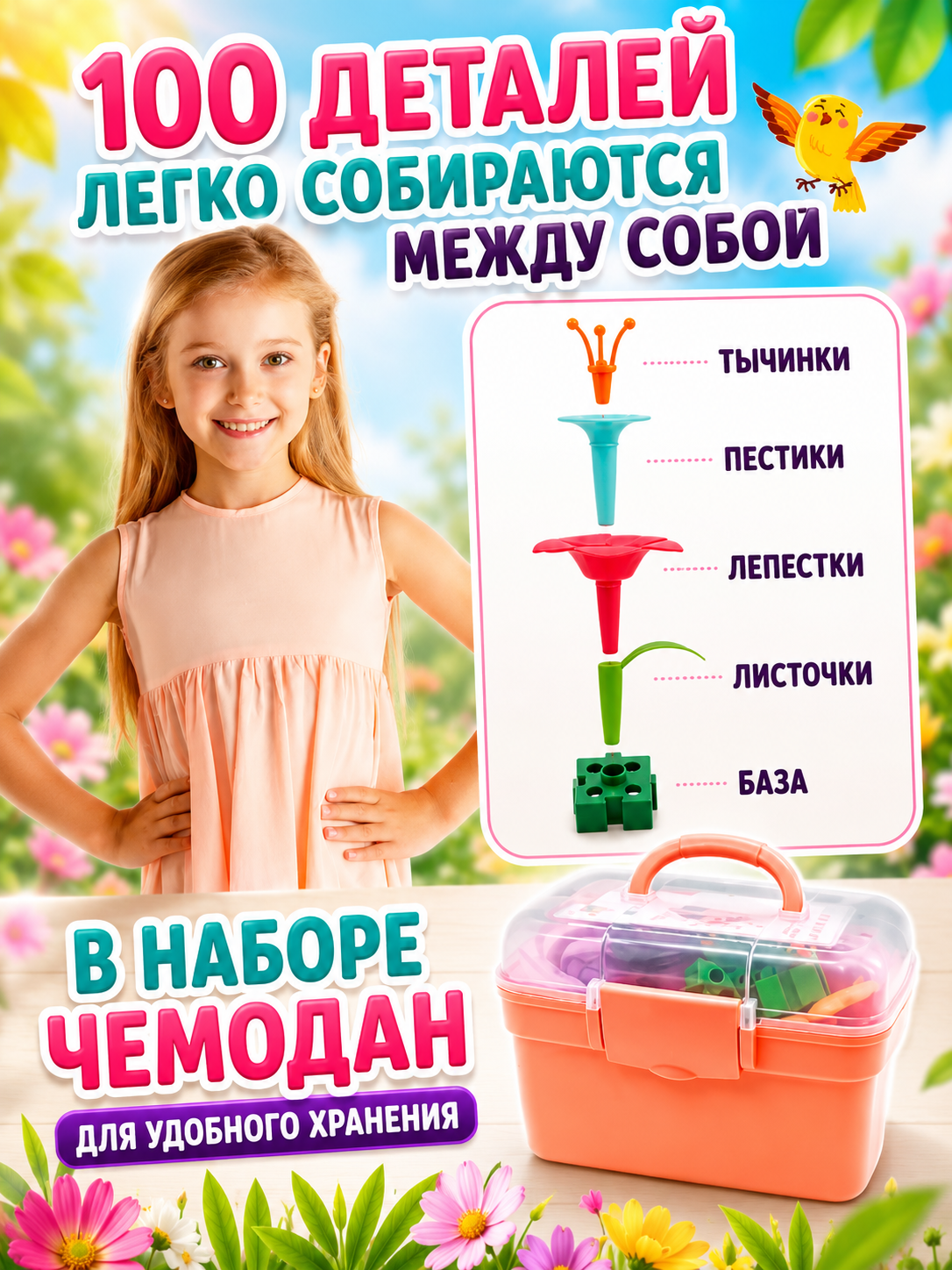 Конструктор LampStory Клумба цветов 100 дет. - фото 5