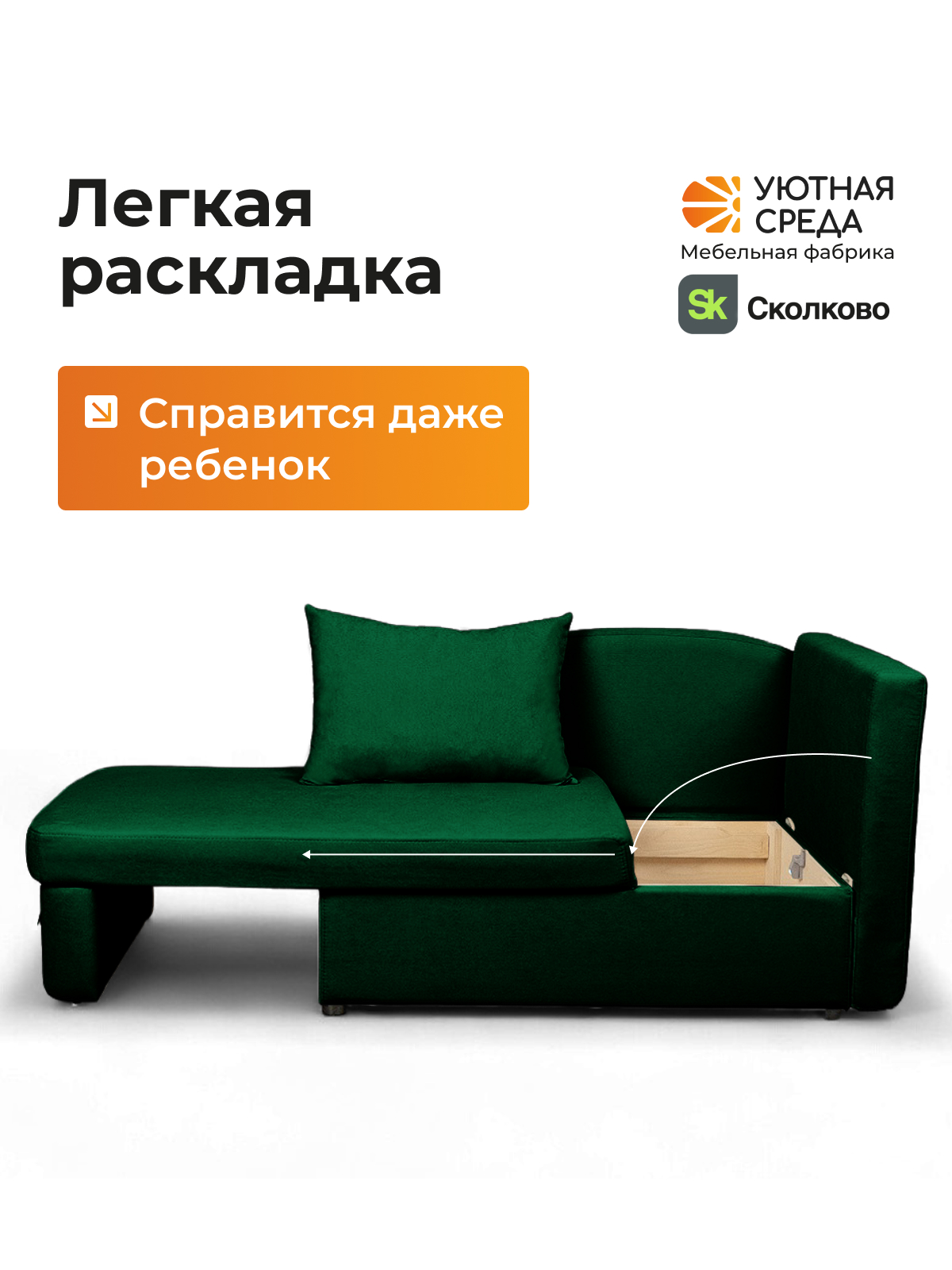 Диван Уютная среда раскладной велюр правый зеленый - фото 6