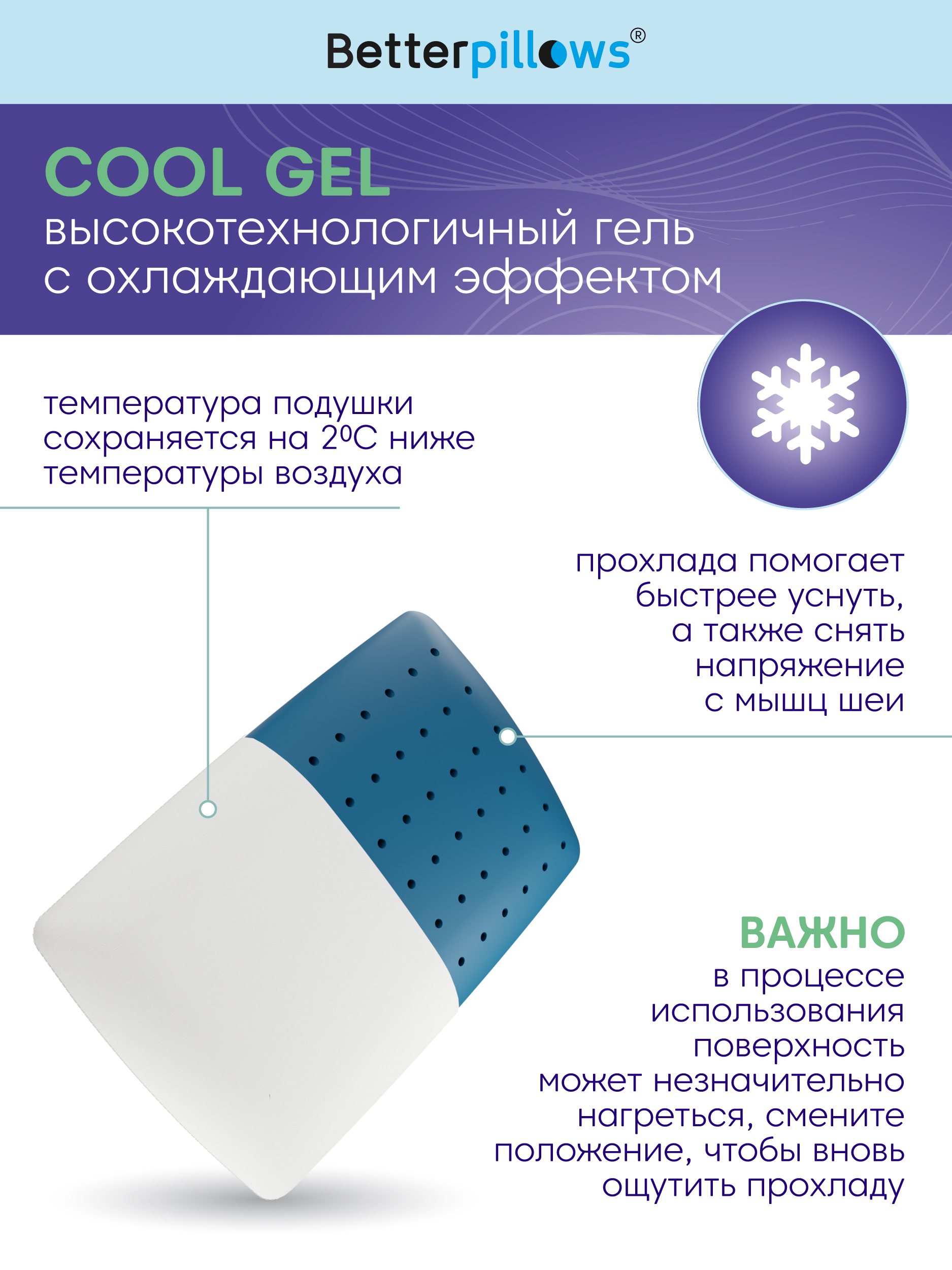 Подушка ортопедическая для сна Betterpillows с охлаждающим эффектом для взрослых и детей - фото 10
