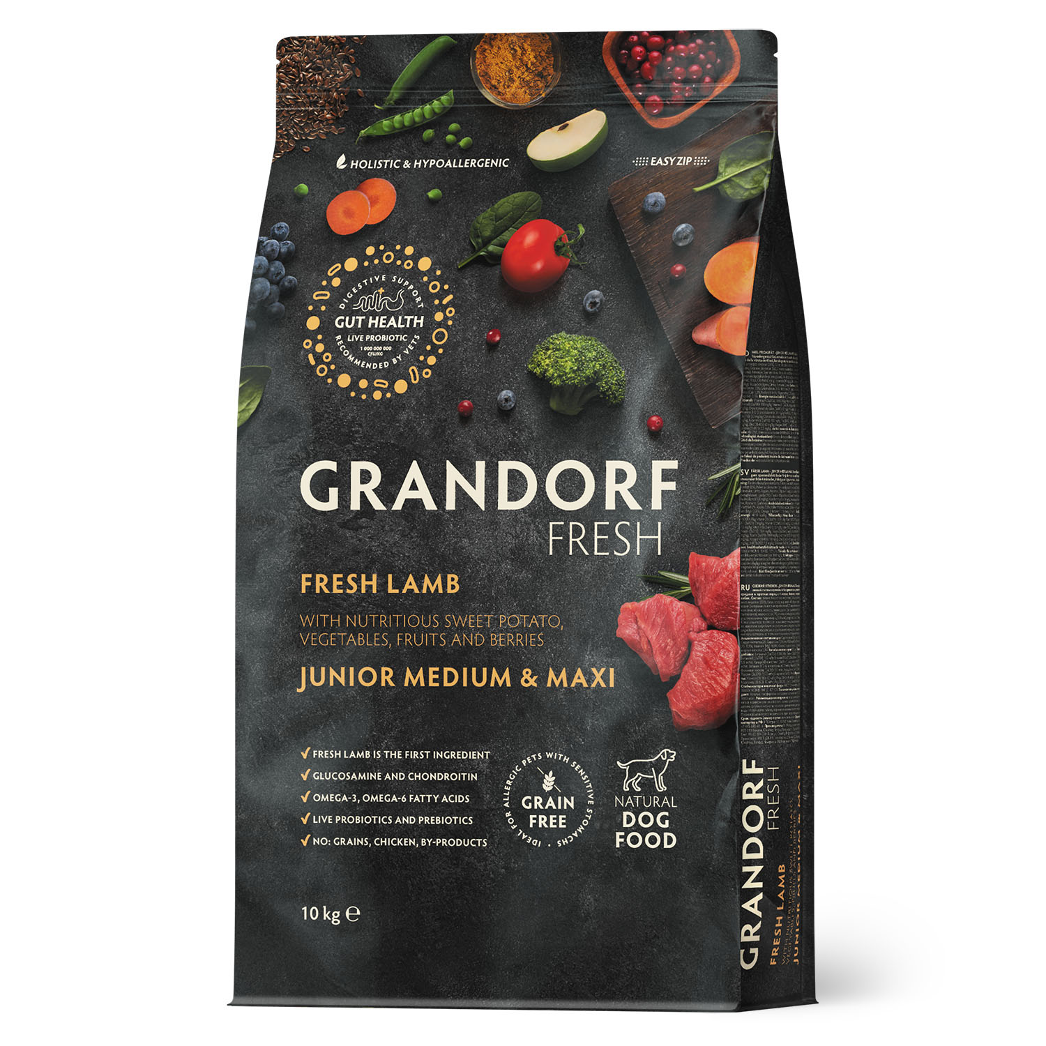 Корм для щенков Grandorf Fresh Junior Lamb/Sweet Potato сред и круп пород Свежее мясо ягненка с 10кг беззерн с жив пробиотиками - фото 1