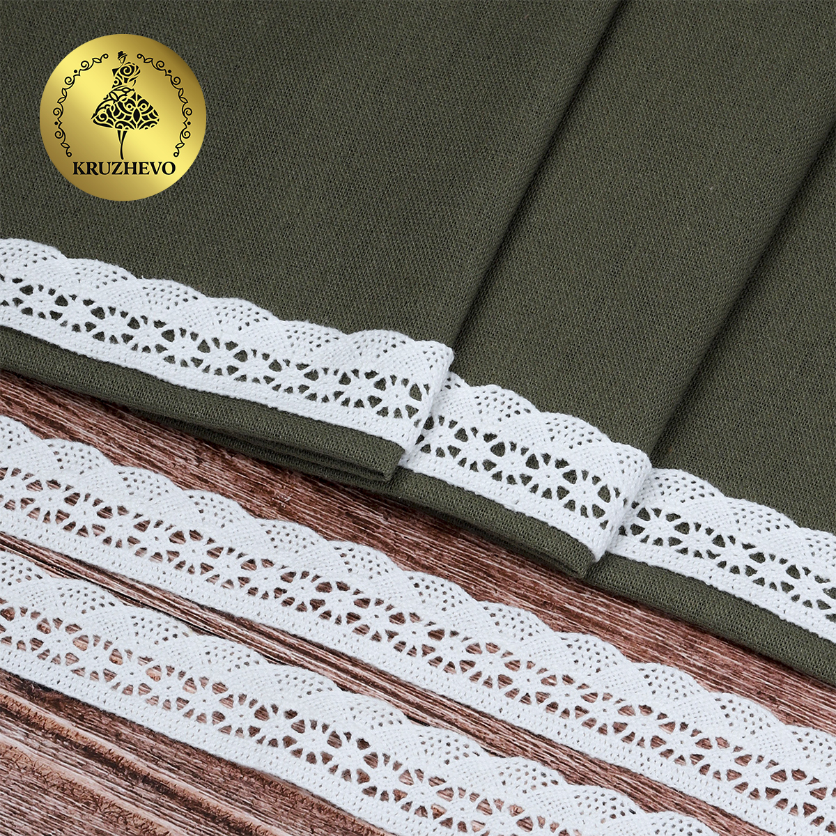 Кружево вязаное хлопковое KRUZHEVO 27мм цв.белый уп.10м - фото 2