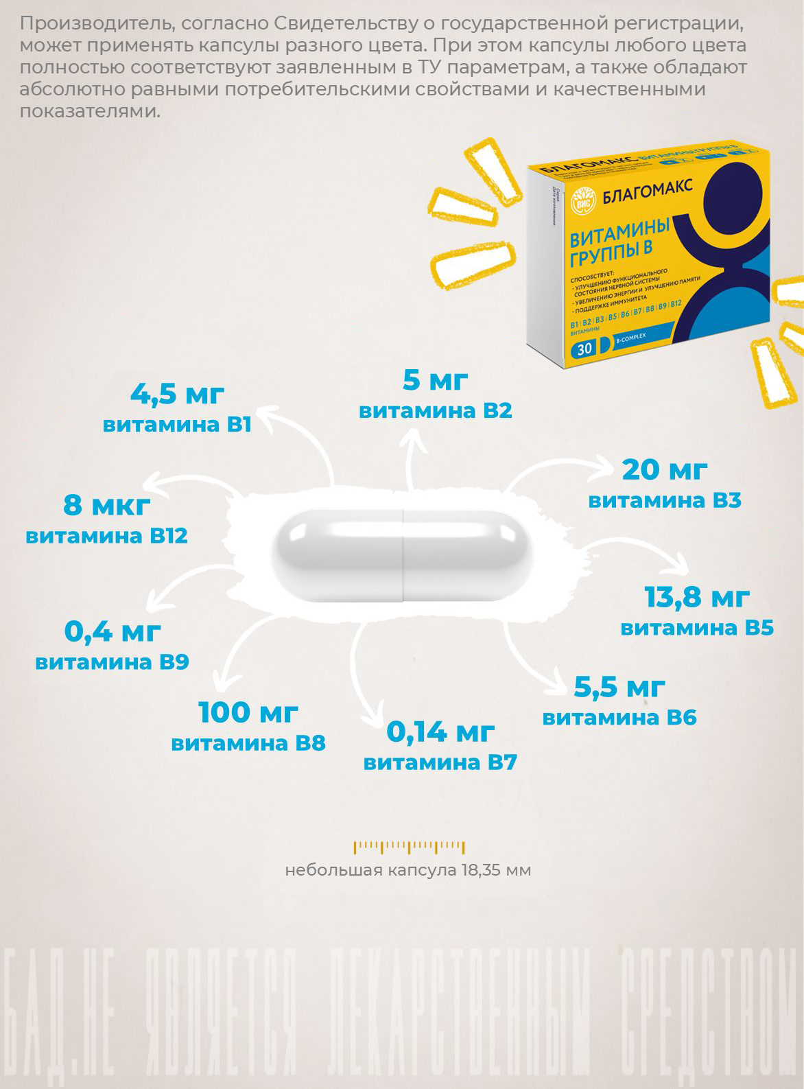 БАД Благомакс Витамины группы В капсулы №30 - фото 7